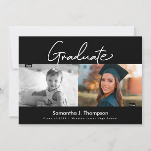 Invitation Puis et maintenant lycée Graduate photo personnali
