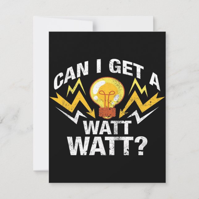 Invitation Puis-je avoir un Watt Watt ? - Funny Electricien (Devant)