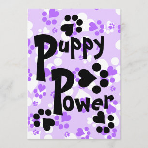 Invitation - puissance de chiot - empreintes de