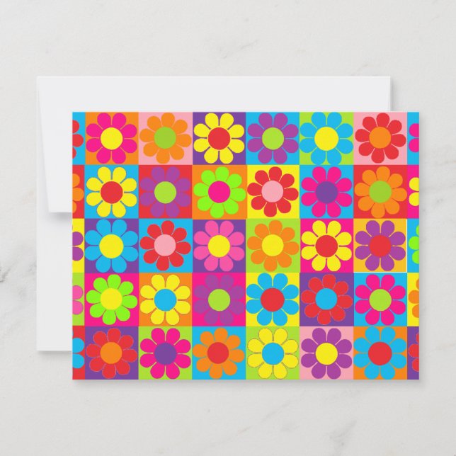 Invitation Puissance de plusieurs fleurs multicolores (Devant)