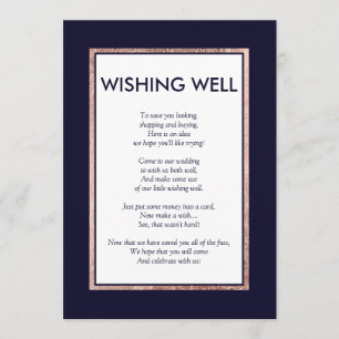 Invitation Puits de souhaits simple en Navy avec un liseré or