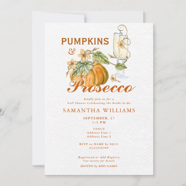 Invitation Pumpkins & Prosecco Elegant Fall Bridal Shower (Devant)