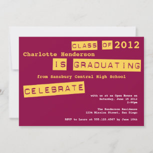 Invitation Punch étiquette rouge classe de graduation de l'in