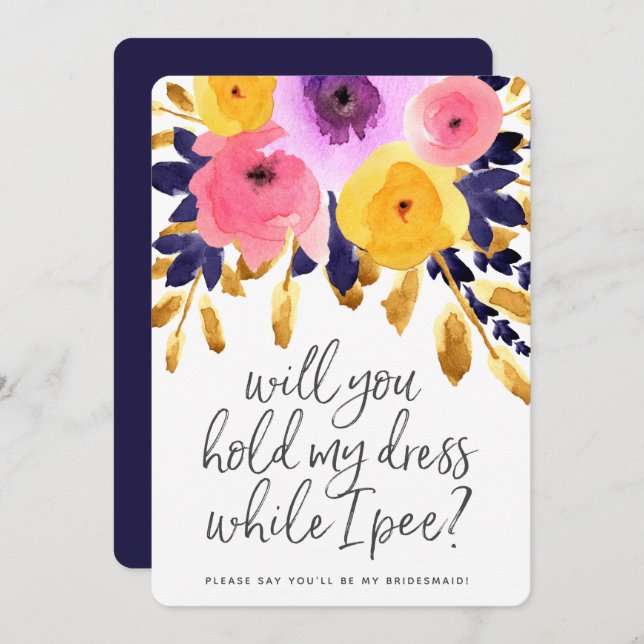 Invitation Punchy Petals | Cortège de mariage (Devant / Derrière)