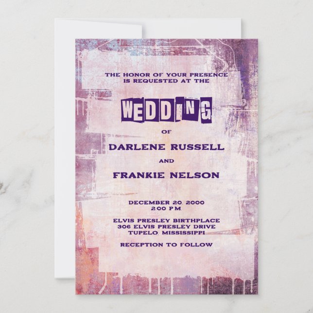 Invitation Punk Graffiti Rock et Mariage de rouleaux (Devant)