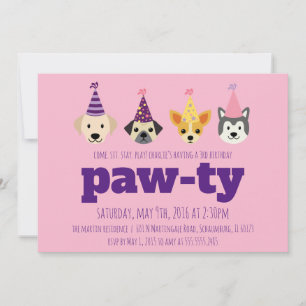 Invitation Puppy Anniversaire Invitation, Filles Chien Invita
