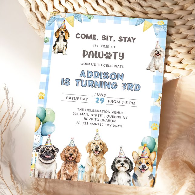 Invitation Puppy Calling All Pawty Animals 3rd Birthday (Créateur téléchargé)