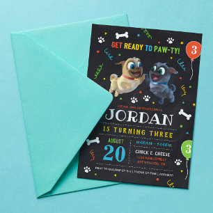 Invitation Puppy Chien Pals Chalkboard Anniversaire