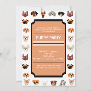 Invitation Puppy Party, New Puppy Party, Dog Birday
