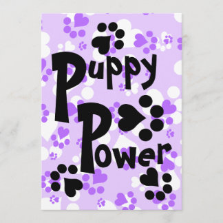 Invitation - Puppy Power - Puppy Paw Prints