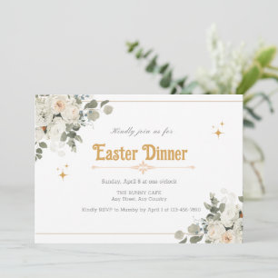 Invitation Pure Floral Élégante Pour Le Dîner De P