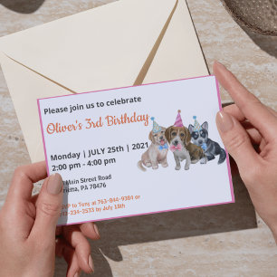 Invitation Pure Puppy   Thème de chiens Garçon Première Fête 