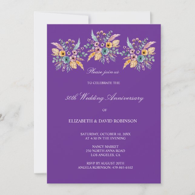 Invitation Purple 50e anniversaire mariage (Devant)