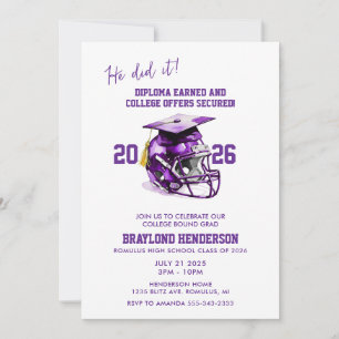 Invitation Purple American Football Party