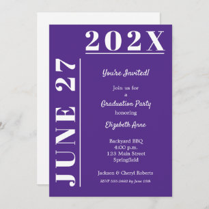 Invitation Purple and White Graduation Party