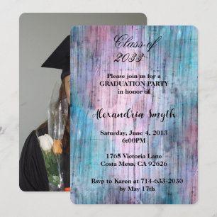 Invitation Purple Aqua Graduation Abstraite Votre photo