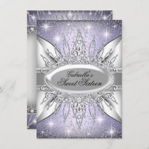 Invitation Purple & Argent Sparkle Diamond Sweet 16 Invitatio