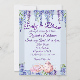Invitation Purple Baby in Bloom Tea Party Baby Shower