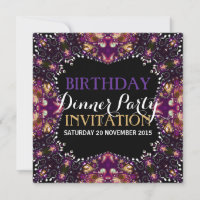 Purple Batik Bohemian Anniversaire Dîner Invitatio