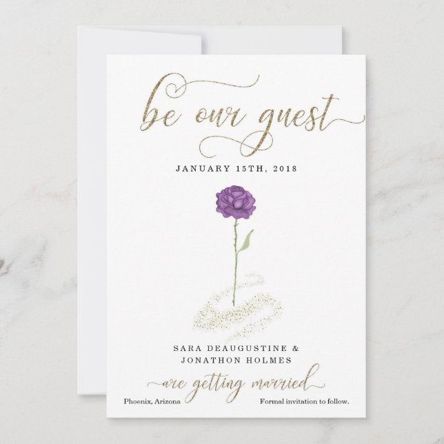 Invitation Purple Beauty & the Beast Enregistrer la date (Devant)