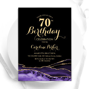 Invitation Purple Black Gold Agate 70e anniversaire