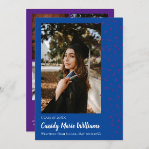 Invitation Purple Blue Confetti Graduation Announcement