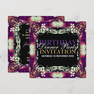Invitation Purple Bohemian Anniversday Dinner Party Event