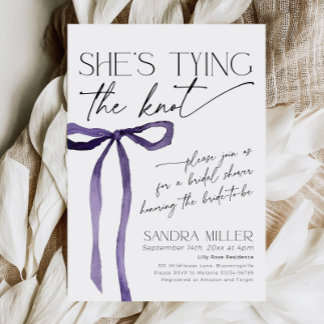 Invitation Purple Bow Elle attache le noeud Goth Fête des mar