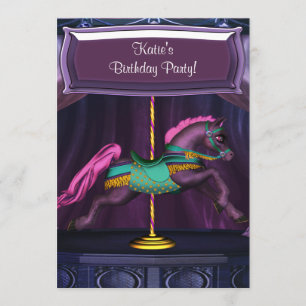 Invitation Purple Carousel Pony Girls Birthday Party Invitati