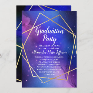 Invitation Purple Celestial Géométrique Gold Party