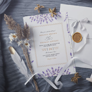 Invitation Purple Classic Watercolor Lavender QR Code Wedding