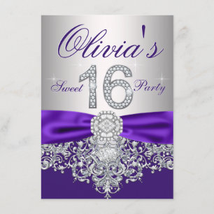 Invitation Purple Diamond Purple Sweet 16 Parties