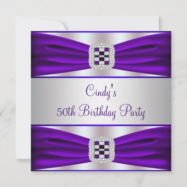Invitation Purple Diamond Womans 50e fête d'anniversaire (Devant)