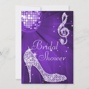 Invitation Purple Disco Ball and Sparkle Heels Fête des marié