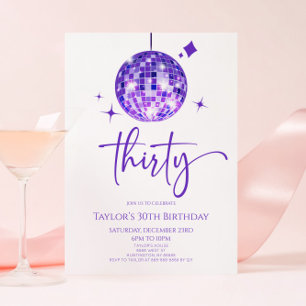 Invitation Purple Disco Ball Trente fête d'anniversaire