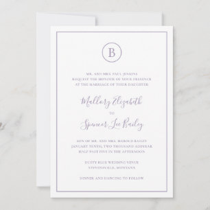 Invitation Purple Dusté Traditionnel Tout En Un Mariage