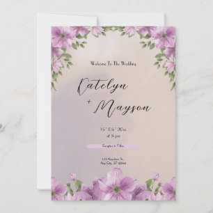 Invitation Purple Elegant Floral Mariage