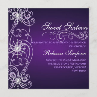Invitation Purple et blanc Flamme de neige douce 16 Invitatio