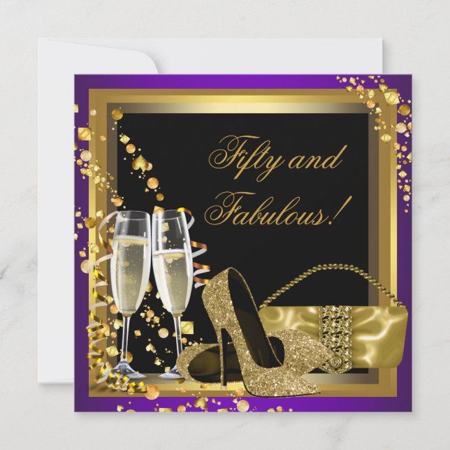Invitation Purple et Gold 50e anniversaire (Devant)