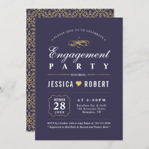 Invitation Purple et or   Elegant Engagement Party