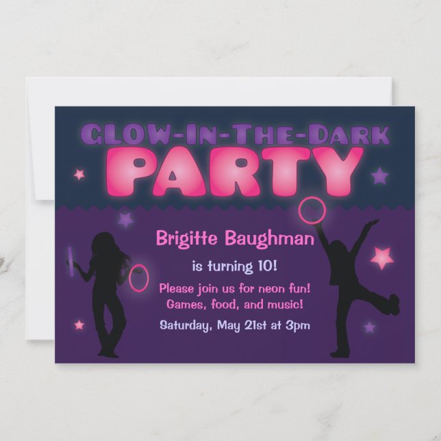Invitation Purple et rose brillant dans l'obscurité de la fêt (Devant)