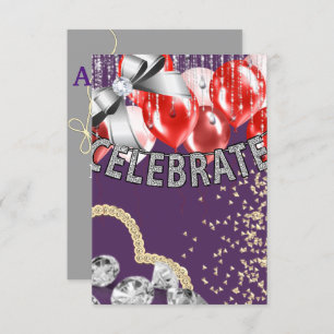 Invitation Purple et Silver avec la petite fille rouge des Ba