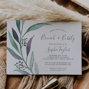 Invitation Purple et vert Eucalyptus Brunch et Bubbly