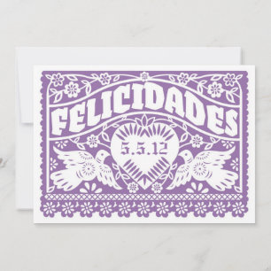 Invitation Purple Felicidades Inséparables Papel Picado