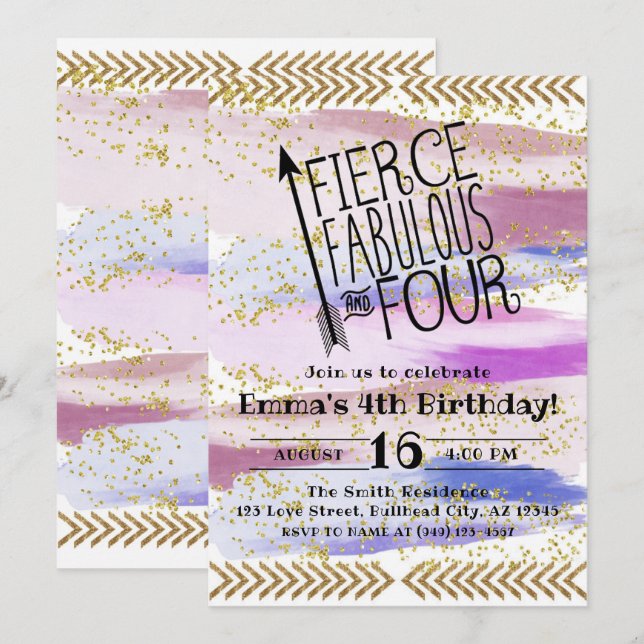 Invitation Purple Fierce Fabrique & quatre 4e anniversaire (Devant / Derrière)