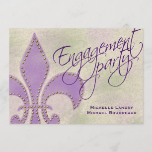 Invitation Purple Fleur de Lis Engagment Artsy