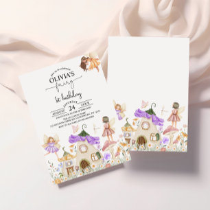 Invitation Purple Fleur sauvage Fairy 1er Anniversaire Invita