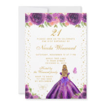 Purple Floral Blonde Hair Princess Birthday Party