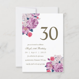 Invitation Purple Floral Botanical Simple Chic 30e anniversai