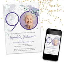 Purple Floral Elégant Photo personnalisée 90e anni